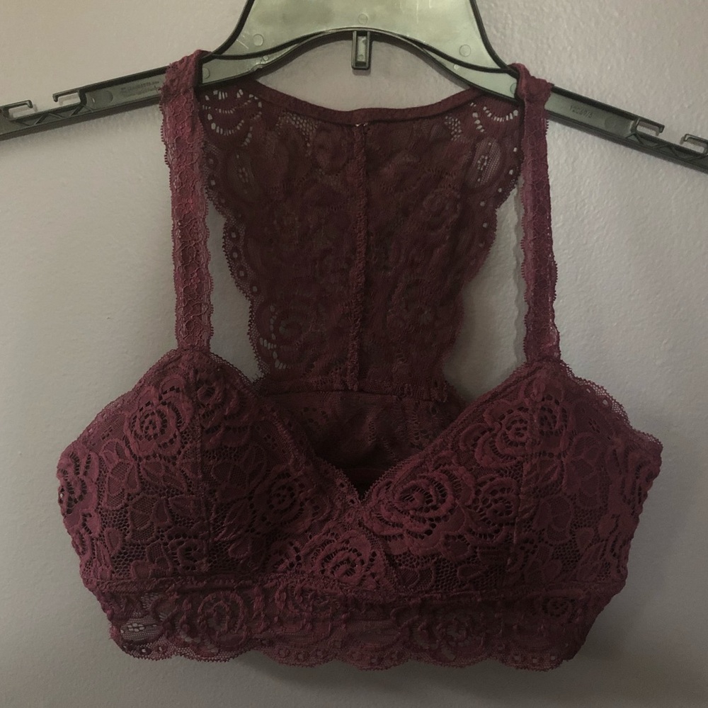 Burgundy lace bralette